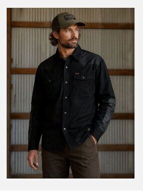 Filson x Wrangler Adventure Shirt Denim and Waxed Cotton Men's Size XL Black New